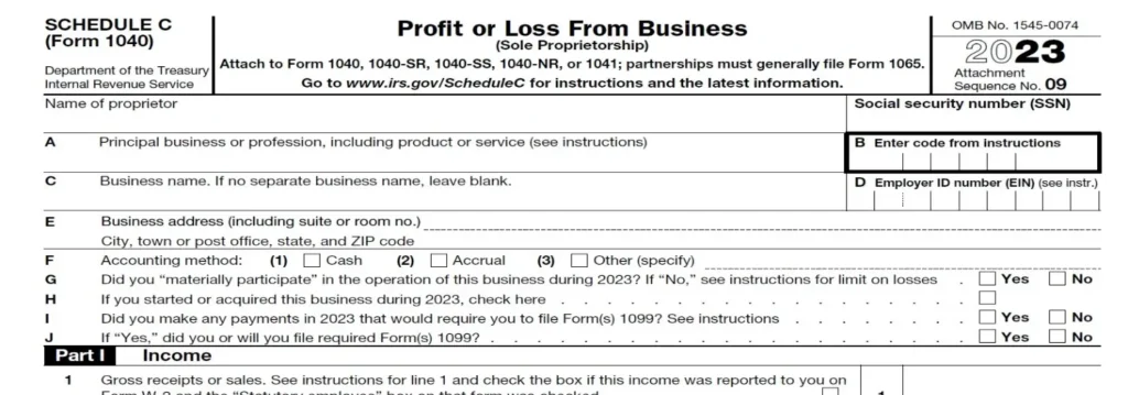 Profit or loss From Business Form 1040